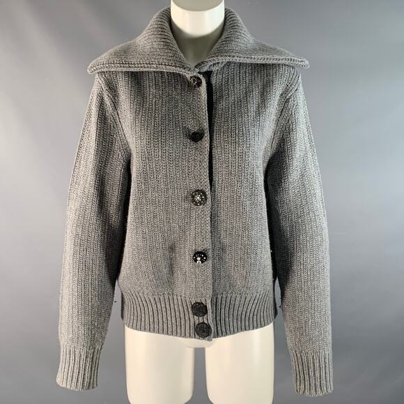 MARC JACOBS Size S Grey Cashmere / Wool Knitted Snaps Jacket - Picture 1 of 7